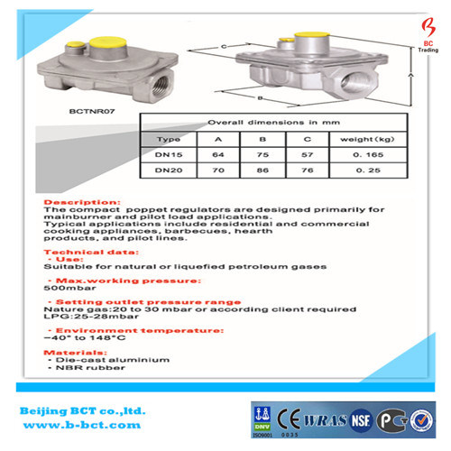 Natural Gas Regulator, gas valve, gas regulator valve, BCTNR07