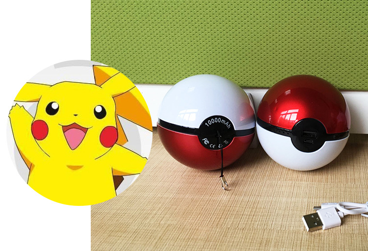 Pokemon Power Bank Go Ball Power Bank 10000mAh Chager with LED Light for Go Ar Game