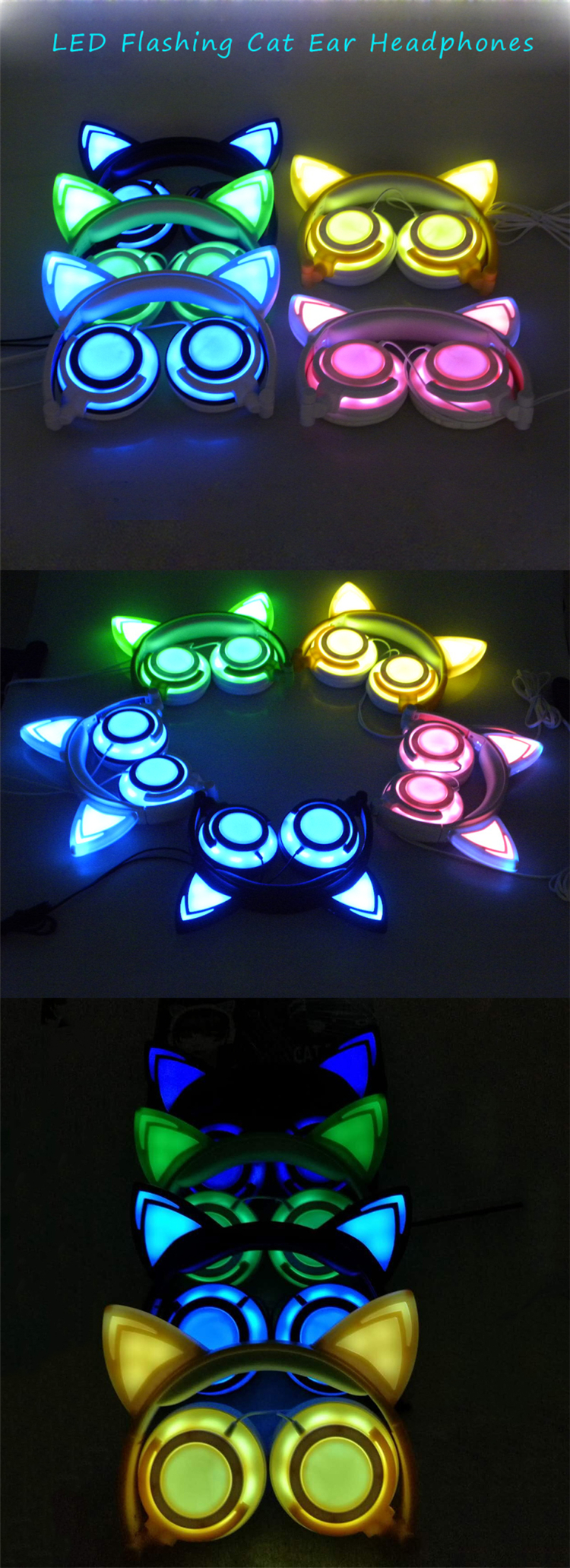 Glowing cat ear headphone