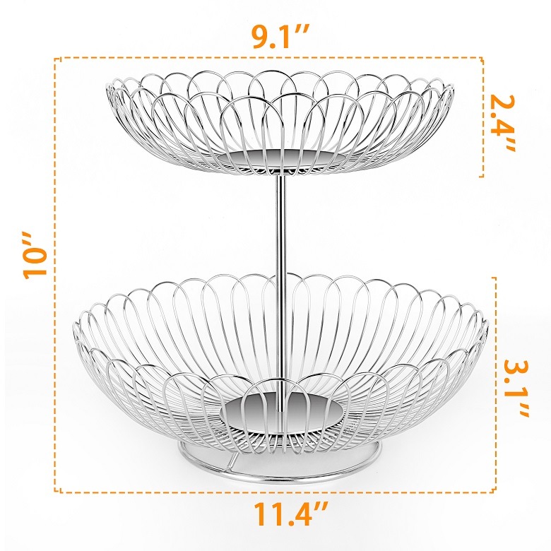 Kitchen Doubles Stainless Steel Creative Fruit Basket Hollow Fruit Bowl