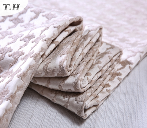Pink Chenille Jacquard Polyester Fabric by 410GSM