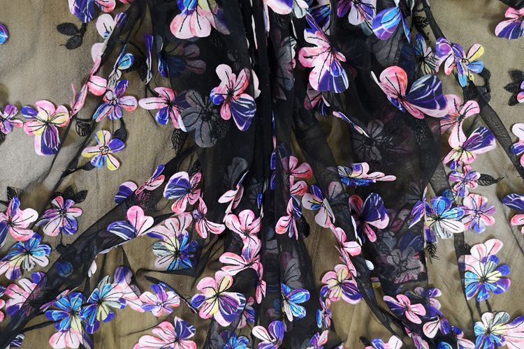 3D Flower Net Printed Laser Embroidery Lace Fabric