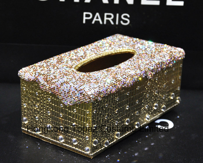 Handmade Crystal Rhinestone Diamond Paper Towel Holder Napkins Case Tissue Box (TB-008)