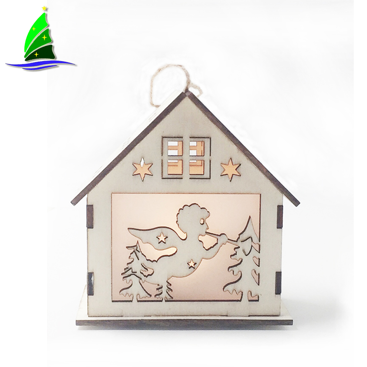 Decoración de la casa que brilla intensamente de madera Wooden Glowing House Decoration