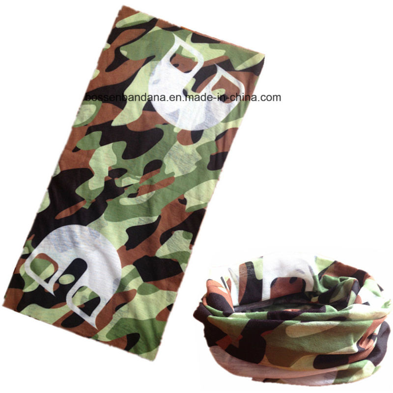 Custom Made Logo Printed Polyester Elastic UV Protection Sports Army Green Headband Buff