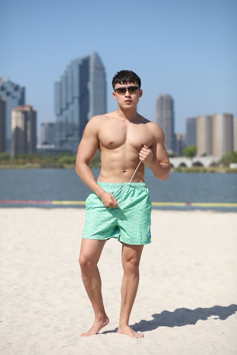 110GSM Microfiber Polyester Coating Digital Print Brief Mesh Lining for Swim Quick Dry Water Repellent Man's Short Short