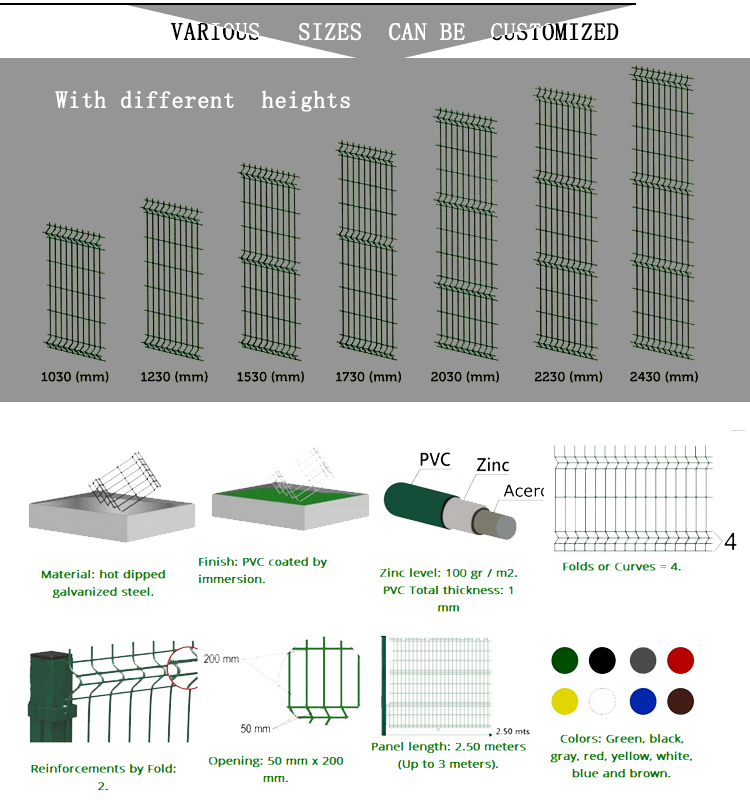 Factory direct 3d triangle curved fence bending fence