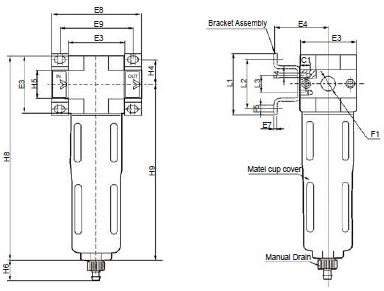 Pneumatic Air Filter of Series Manual Drain and Auto Drain