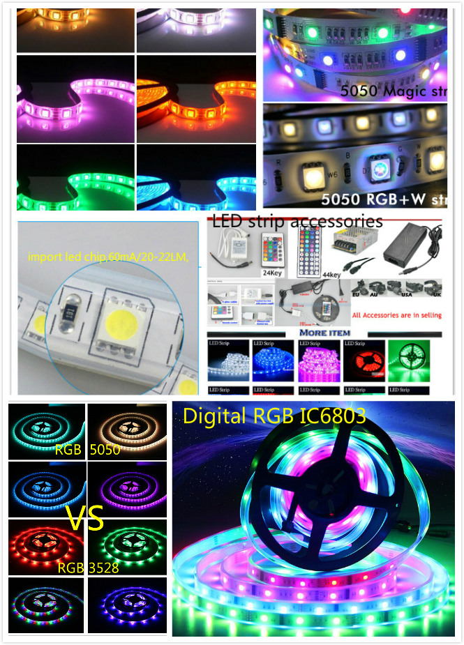 5m 60LEDs/M Digital Lpd8806 RGB LED Strip Non Waterproof PCB Individually