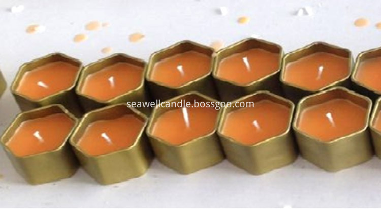 Hexagon tin candles