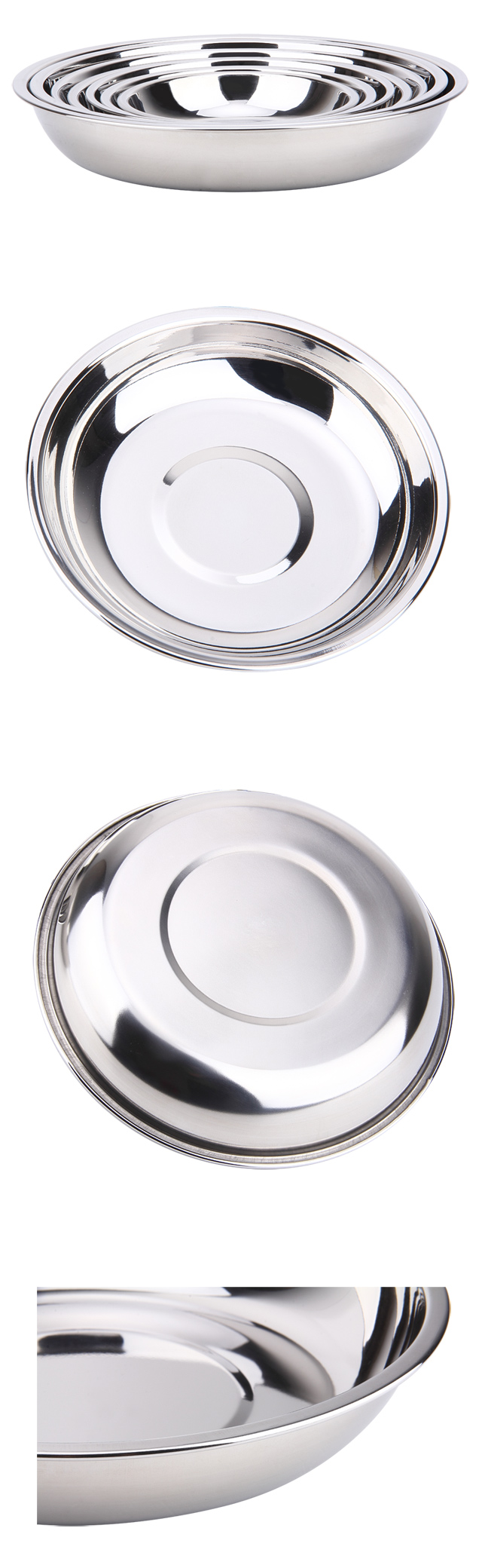 Hot Sell Thickening Deep Stainless Steel Dinner Soup Plate & Dish Plate
