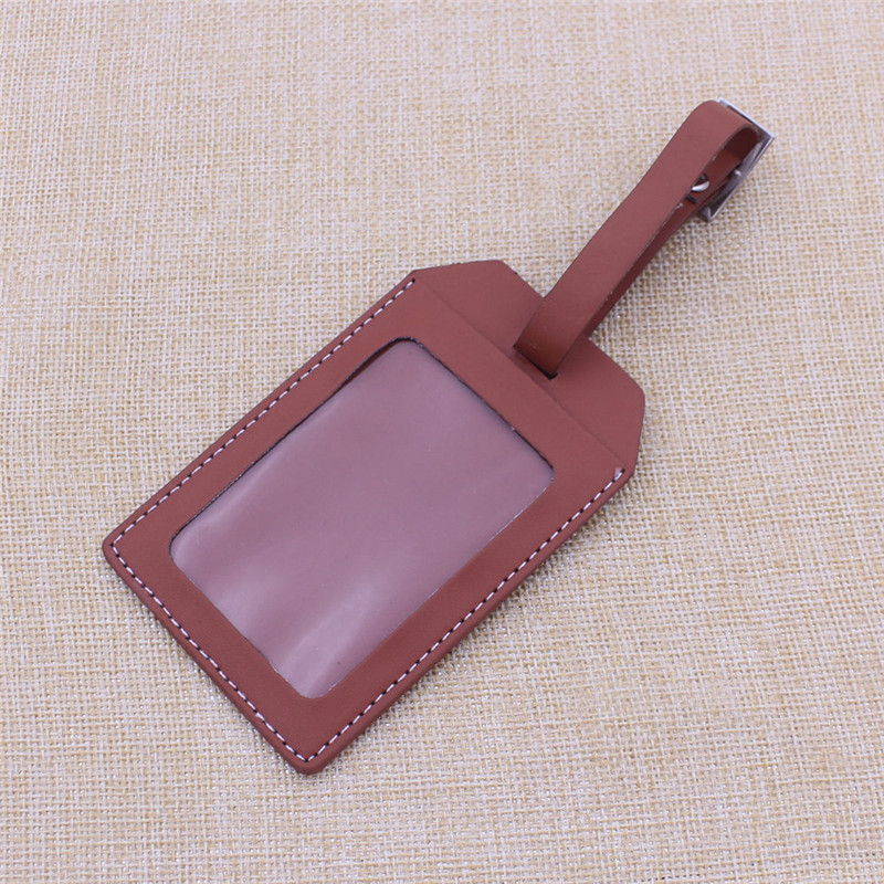 Custom Genuine Brown Leather Luggage Tags in Brown