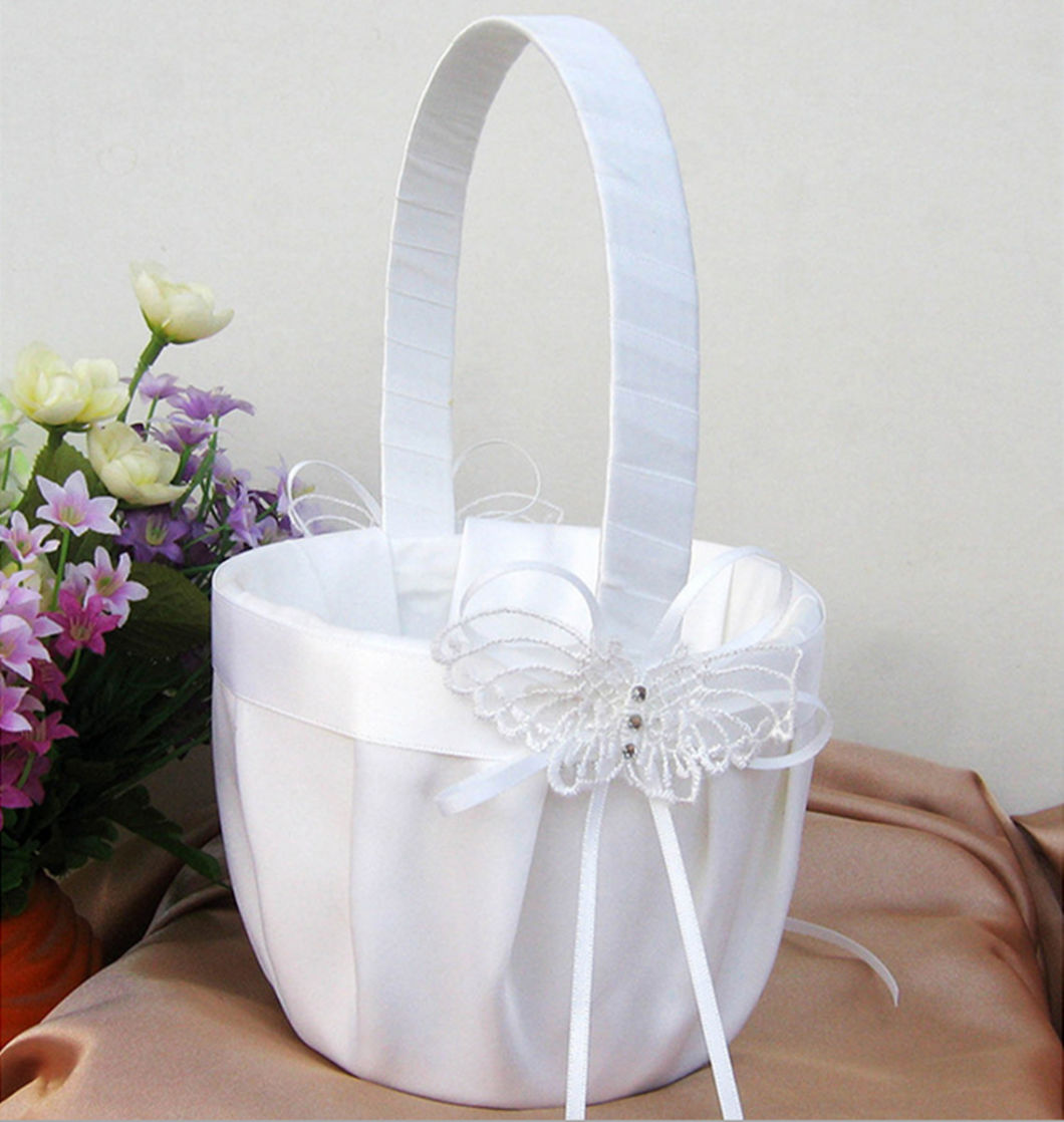 Eco-Friendlysatin Bowknot Wedding Flower Basket (Dream-100073)