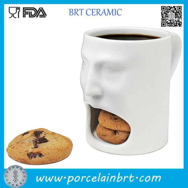 White Face Shape Ceramic Cookie Mug