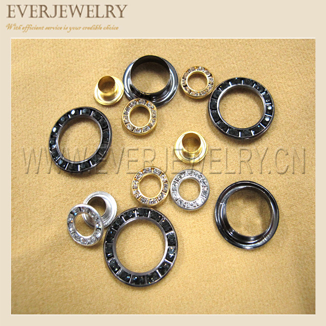 22mm Big Round Metal Brass Rhinestone Eyelet