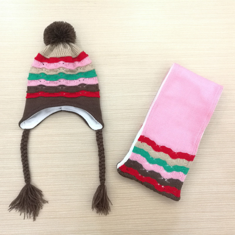 Kids Children Winter Earmuff Warm Scarf Hat Set Knitted Scarf (SK423S)