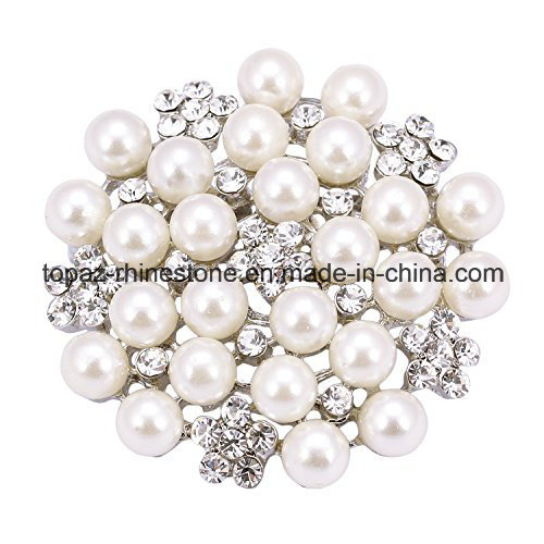 Rhinestone Flower Bridal Wedding Pin Pearl Brooch for Decorate (TB-036)