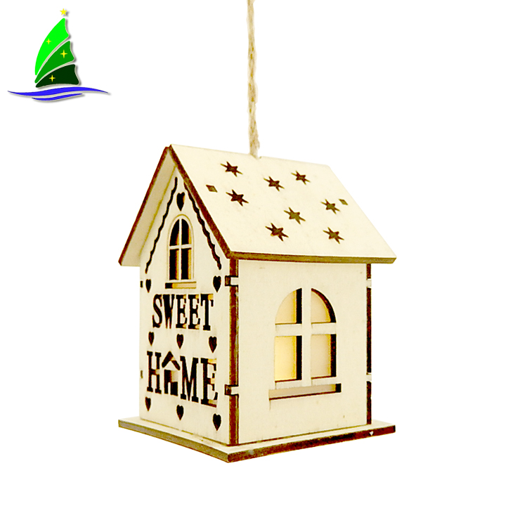 Mini casa de madeira com lâmpada Mini Wooden House with Light Bulb