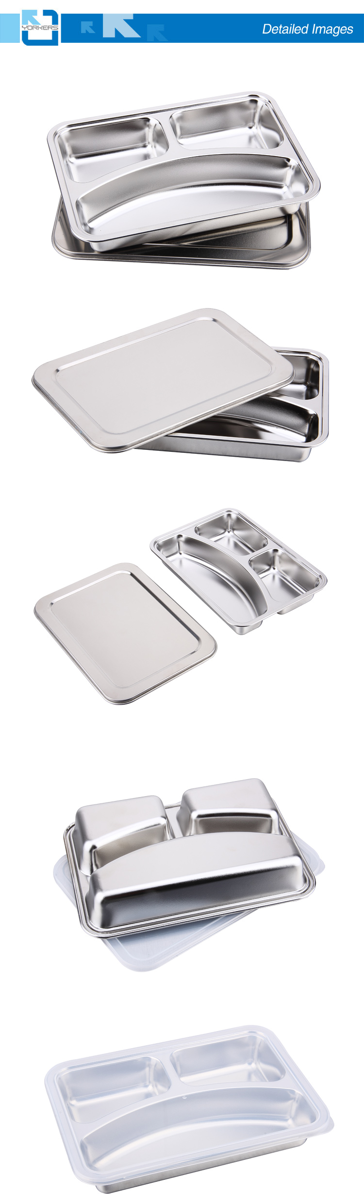 3 Compartment Stainless Steel Food Tray Plate for Kids