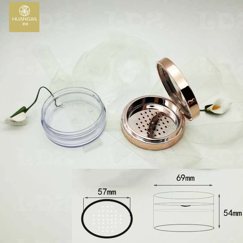 Empty rose Loose powder packing box with puff