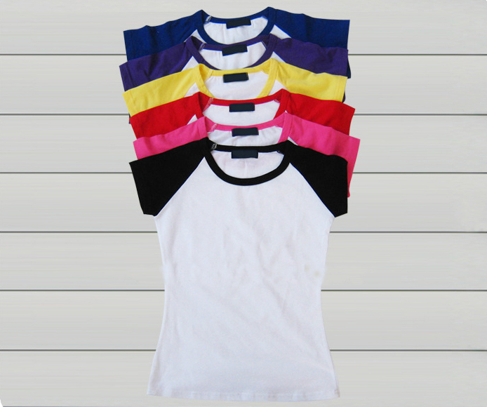 Wholesale Plain Women T Shirt Blank Raglan Sleeve Tshirt (TW-025)