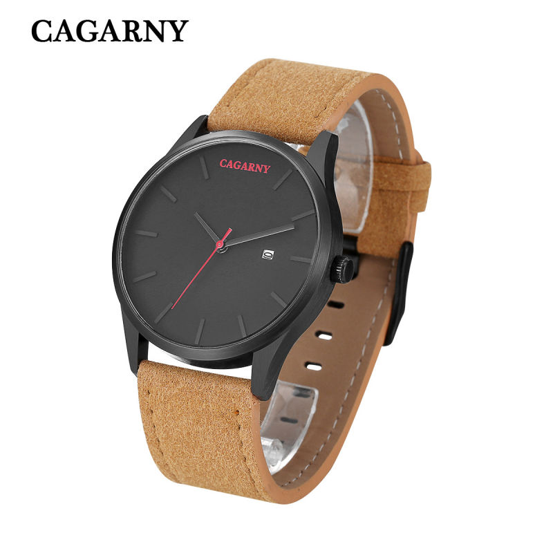 6850 Fashion Wristw Watch Quartz Movement Date Window Leather Strap Watch