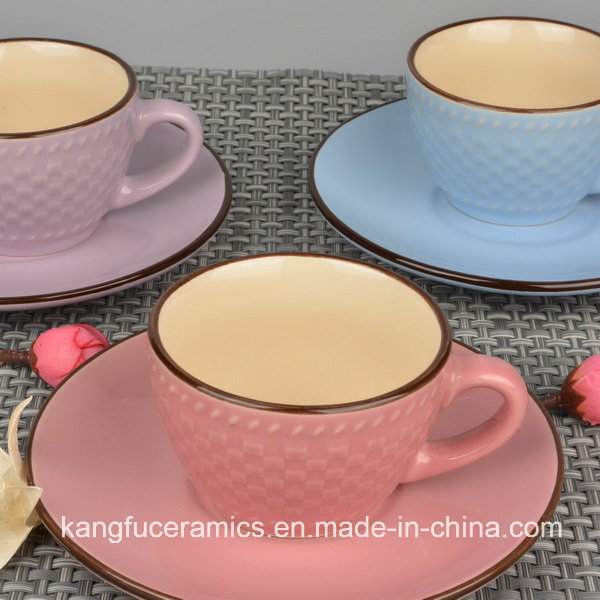 European Style Color Glazed Cup and Saucer Tea Set
