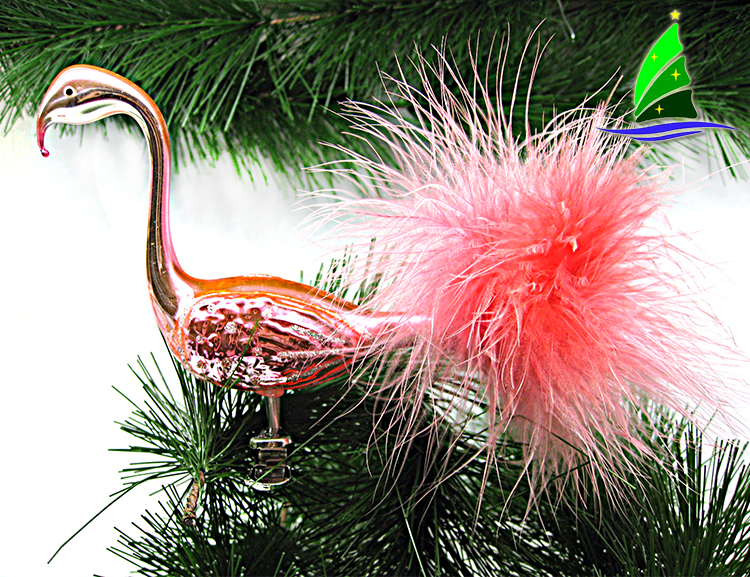 Glass Clip-on Flamingo Ornament