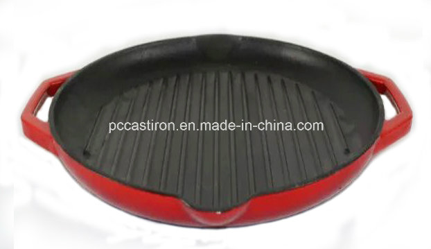Enamel Cast Iron Griddle Pan with LFGB Certificate
