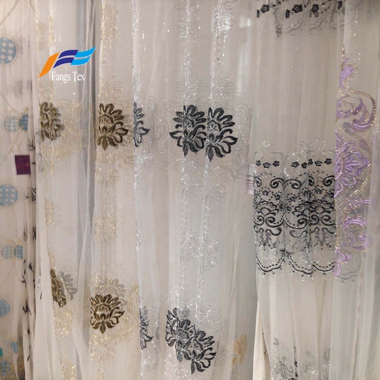 100% Polyester Embroidered Wide Voile Curtain Fabric 6