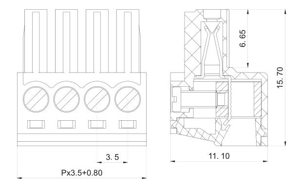 3.5mm pitch PCB 6 way terminal block