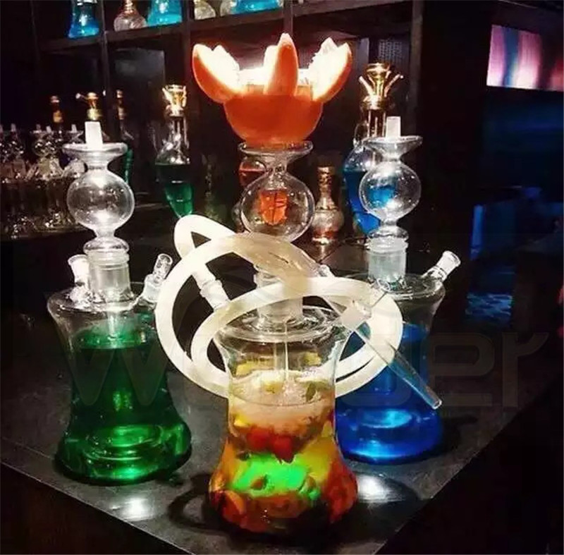 Super Cheap Glass Hookah with Pink Red Purple LED