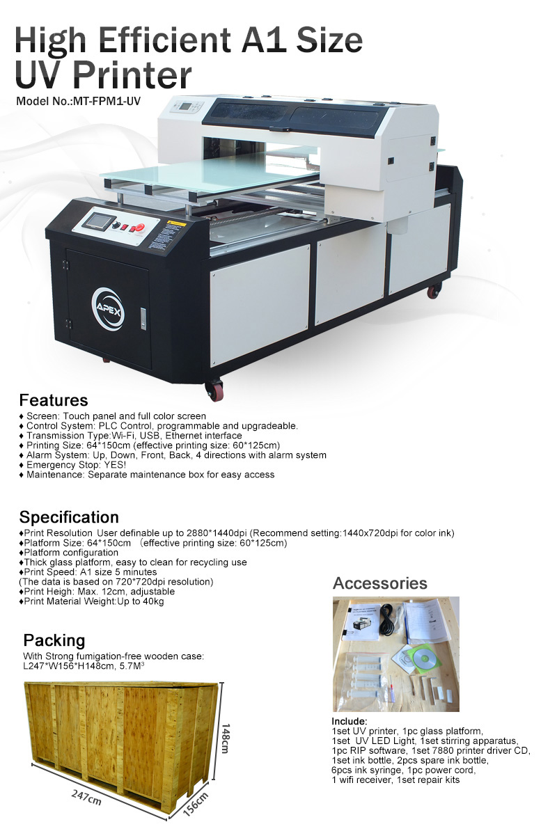 High Efficient A1 Size UV M1 Printer From Apex