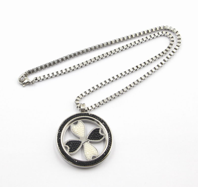 38mm Rd Screw on Top 316L Stainless Steel Locket Pendant with Flower Coin Inside