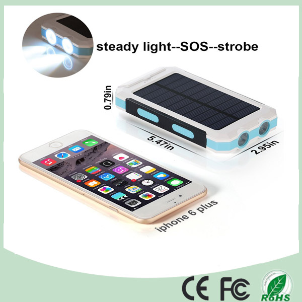 Waterproof Dual USB Mobile Phone Solar Power Bank Charger with Dual LED Light (SC-6688)