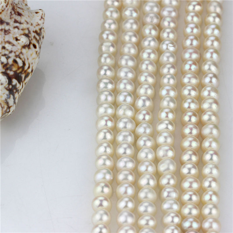 Freshwater Loose Pearl Strands Wholesale 7mm Near Round Natural Pearl String