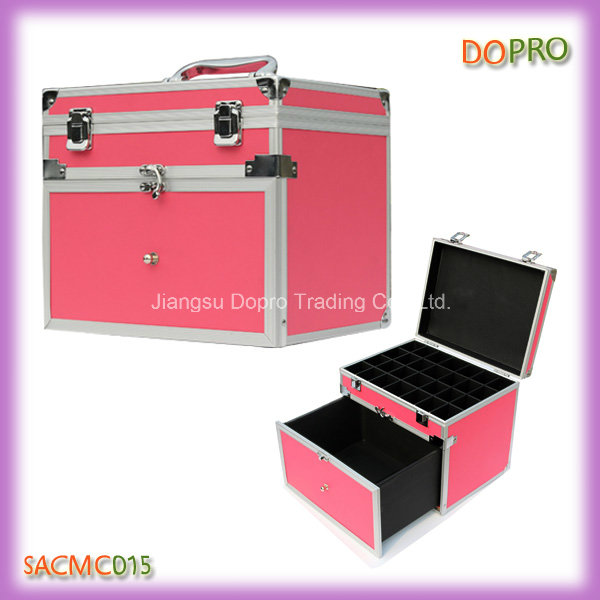 Pink Color Easy Carry Handle Aluminum Nail Polish Case (SACMC015)