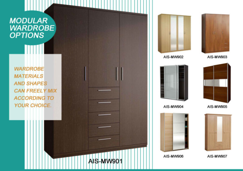 Modern Home Furniture Sliding Door Wardrobe Closet (AIS-W978)