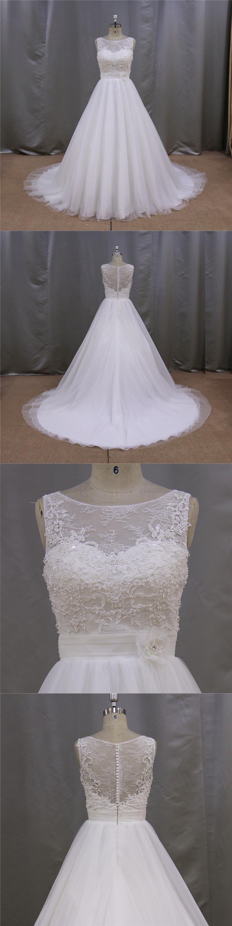 Wedding Dress with Flowers on The Waist Bridal Dress