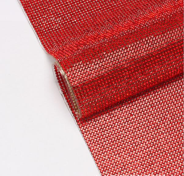 Ss6 2mm Siam Iron on Crystal Rhinestones Diamond Mesh Trim Sheet Roll (TM-243/2mm siam)