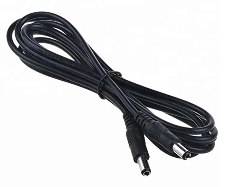 Cable de alimentación de CC macho a macho de PVC negro de 12 V