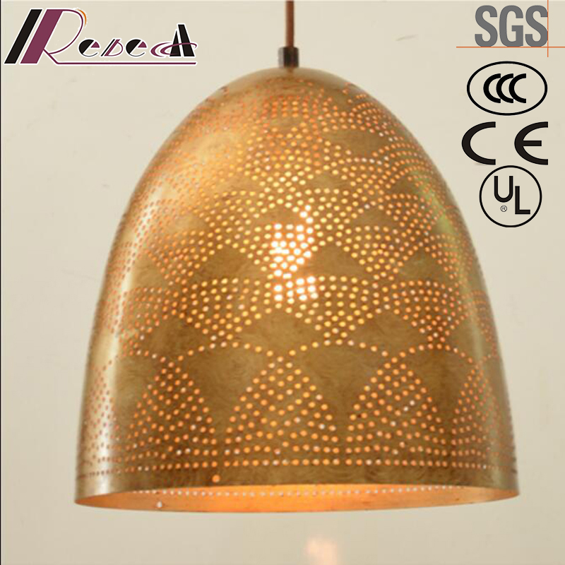 2017 New Design Gold Round Hollow Pendant Light with Restaurant