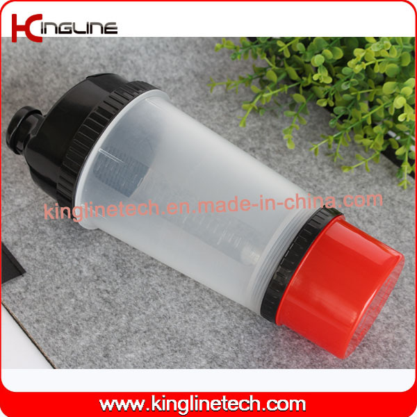 New Design 700ml Plastic Protein Shaker Bottle with Compartment on Bottom and Pillbox in Lid, BPA Free (KL-7001)