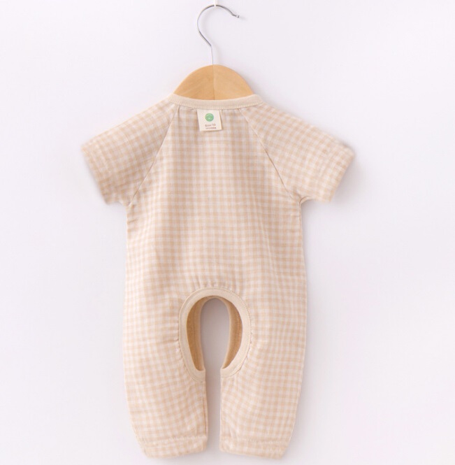 Organic Cotton Check Short Sleeves Baby Clothes