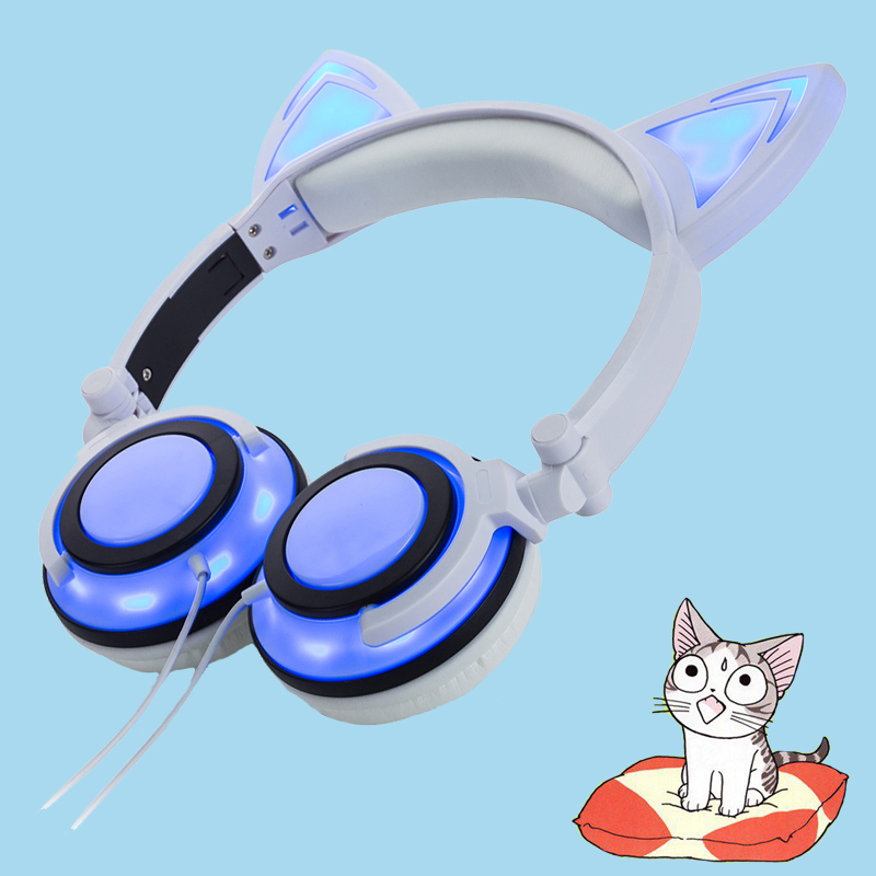 White color cat ear headphone