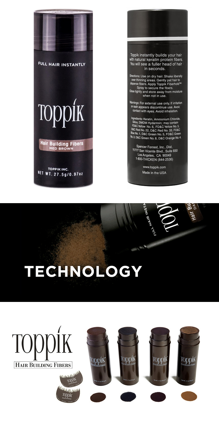 Hair Salon Recommend Toppik Hair Fibers Spray Keratin Powder Styling Regrowth Refill Spray Hair Thickening Fiber 10colors 25g