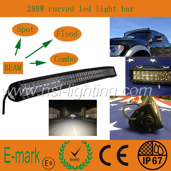 2014 New Product! ! 50 Inch 288W Curved LED Light Bar Offroad CREE LED Light Bar