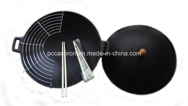 Preseasoned Cast Iron Wok Dia 30cm China Factory