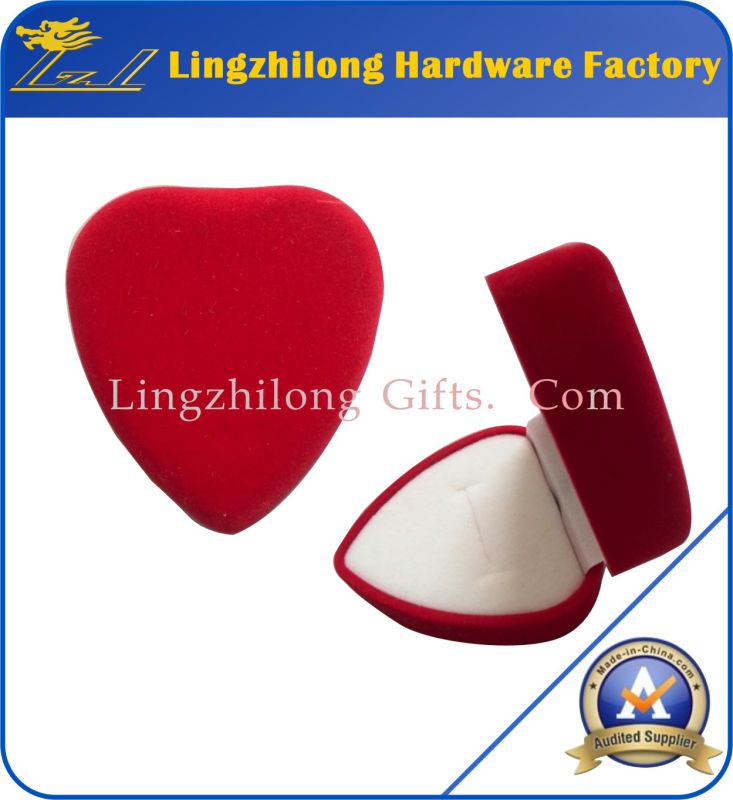 Velvet Material Red Heart Shape Ring Box