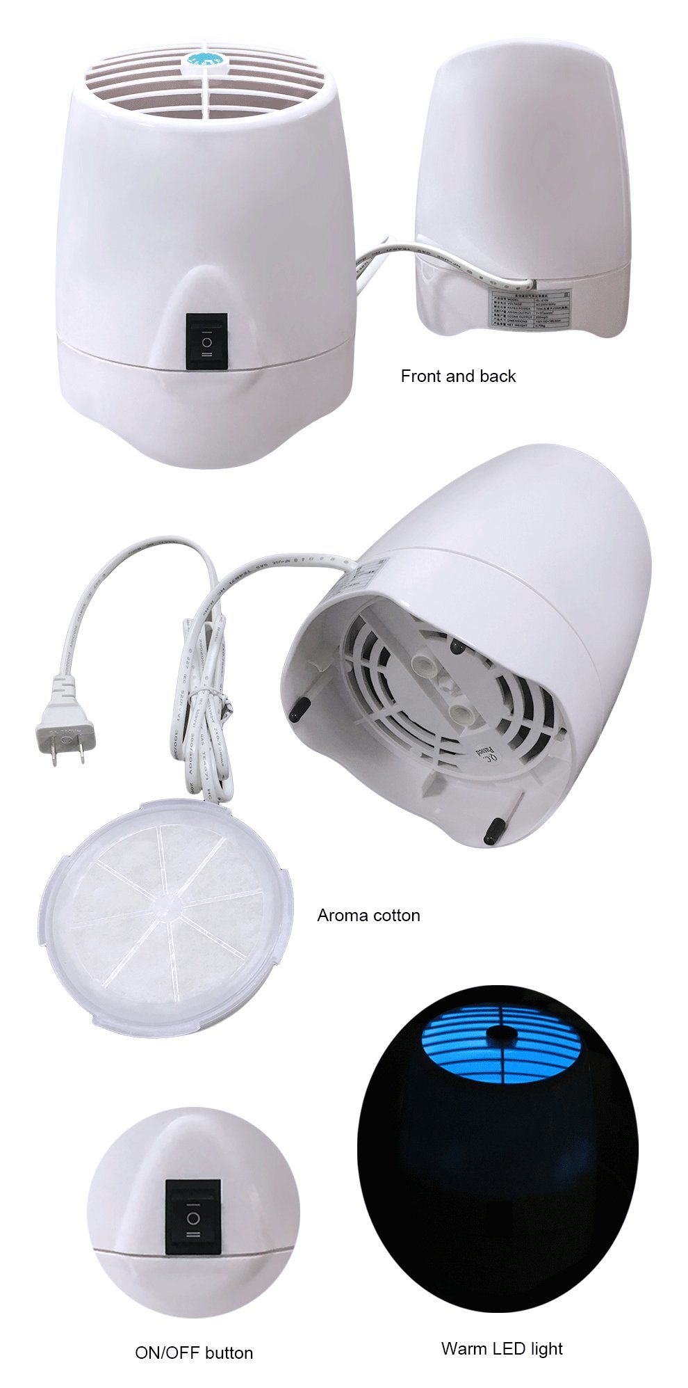 Aroma Air Purifier Without Water Negative Ion and Ozone Air Cleaner